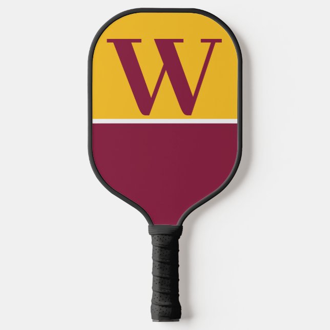 Maroon & Gold 2 College Monogram Pickleball Paddle (Front)