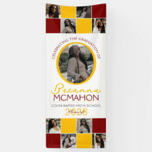 Maroon & Gold 9 Photo Collage Graduation Vinyl Banner