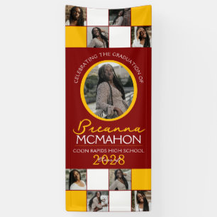 Maroon & Gold 9 Photo Collage Graduation Vinyl Banner