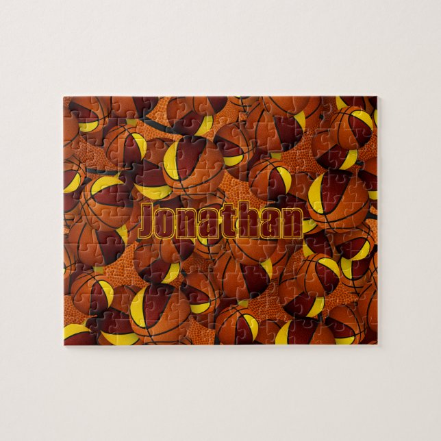 maroon gold basketball boys girls team colours jigsaw puzzle (Horizontal)