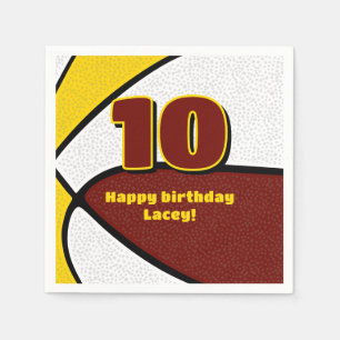 maroon gold basketball girls boys sports party napkin