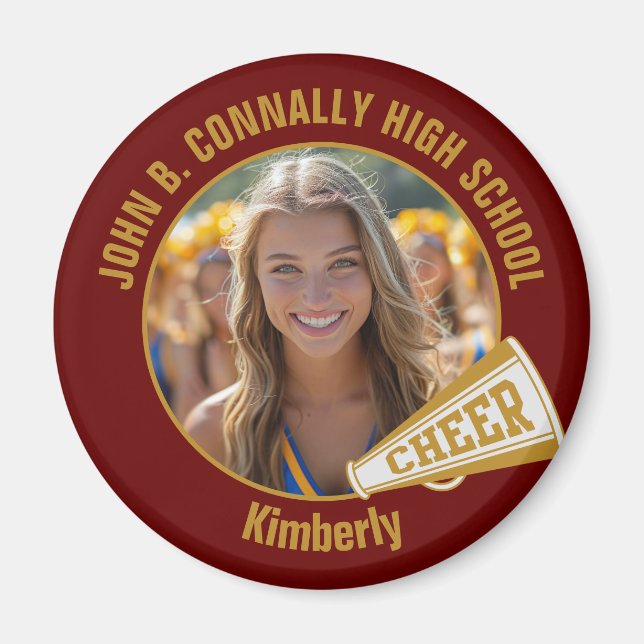 Maroon Gold Cheerleader Photo High School Magnet (Front)