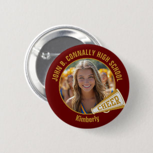 Maroon Gold Cheerleader Photo High School Spirit 6 Cm Round Badge