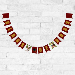Maroon Gold Class of 2023 Photo Graduation Party Bunting