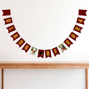 Maroon Gold Class of 2024 Photo Graduation Party Bunting