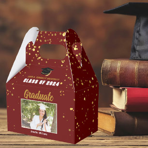 Maroon Gold College Graduation Photo 2025 Party Favour Box