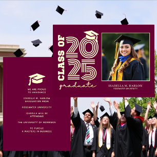 Maroon Gold College Graduation Photo Announcement