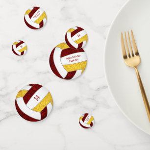 maroon gold girls volleyball birthday personalised confetti
