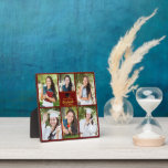 Maroon Gold Graduate Collage Graduation 6 Photo Plaque<br><div class="desc">This modern maroon senior graduate photo collage plaque features your favourite 6 student photographs in a square shape. This graduation keepsake gift features classy gold typography of your high school or college name for the class of 2025. Customise this design with your graduating year below the black grad cap.</div>
