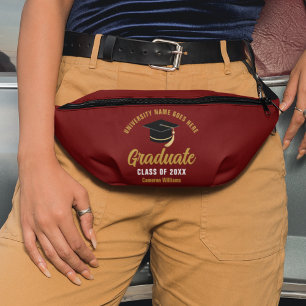 Maroon Gold Graduate Custom 2026 Graduation Bum Bags