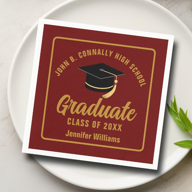 Maroon Gold Graduate Custom 2026 Graduation Party Napkin (Creator Uploaded)