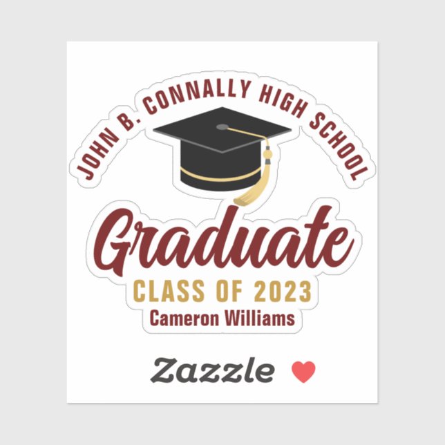 Maroon Gold Graduate Personalised 2023 Graduation (Sheet)