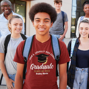 Maroon Gold Graduate Personalised 2023 Graduation T-Shirt