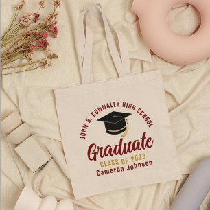 Maroon Gold Graduate Personalized 2023 Graduation Tote Bag