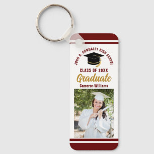 Maroon Gold Graduate Photo 2023 Custom Graduation Key Ring