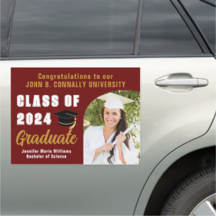 Maroon Gold Graduate Photo Arch 2024 Graduation Car Magnet