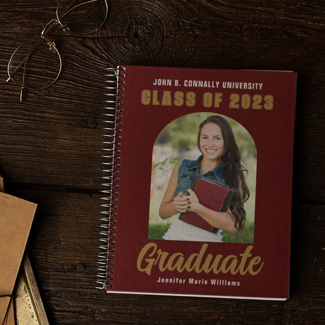 Maroon Gold Graduate Photo Arch Graduation Notebook (Creator Uploaded)