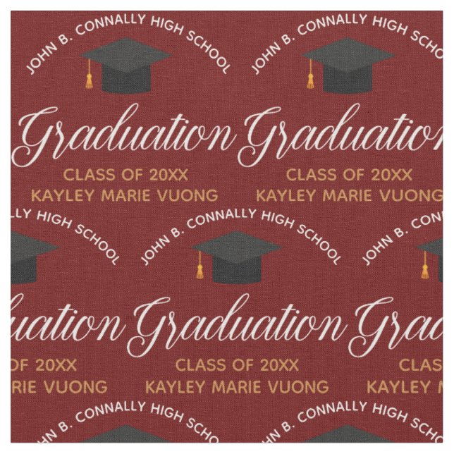 Maroon Gold Graduation Custom 2026 Graduate Fabric (Close Up)