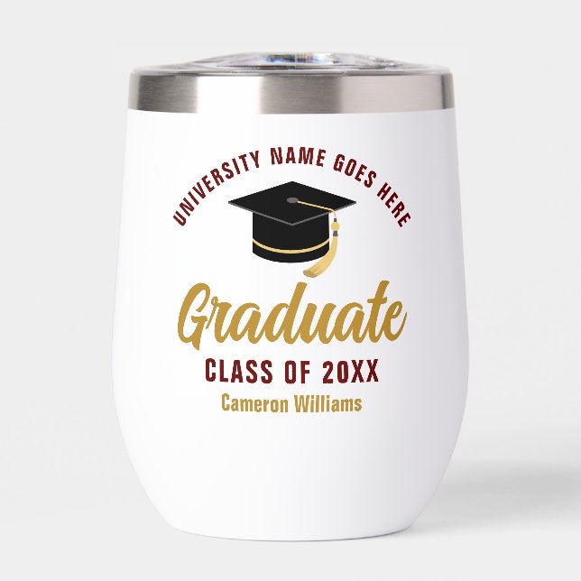 Maroon Gold Graduation Personalised Graduate (Front)