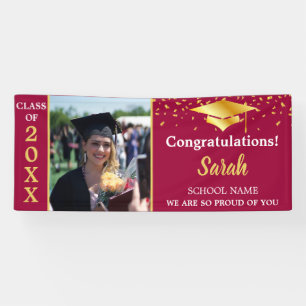 Maroon & Gold Graduation Photo Class Of 2024 Banner