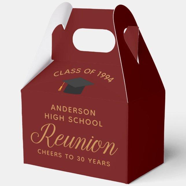 Maroon Gold High School Alumni Reunion Party Favour Box (Front)
