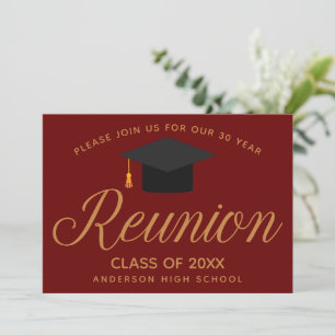 Maroon Gold High School Reunion Custom Party Invitation