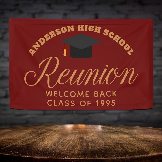 Maroon Gold High School Reunion Custom Welcome Banner (Creator Uploaded)