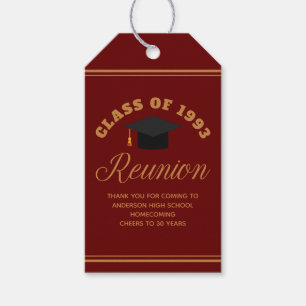 Maroon Gold High School Reunion Personalised Party Gift Tags