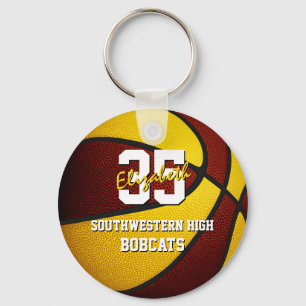 maroon gold kids basketball team colours key ring
