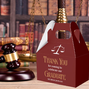 Maroon Gold Law School Custom Graduation Party Favour Box