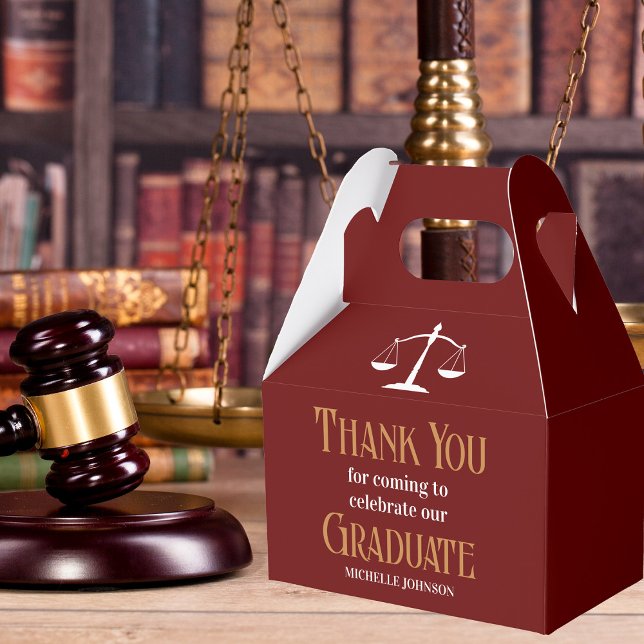 Maroon Gold Law School Custom Graduation Party Favour Box (Creator Uploaded)