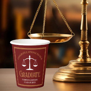 Maroon Gold Law School Graduation Party Paper Cups