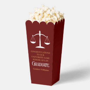 Maroon Gold Law School Graduation Party Popcorn Favour Box