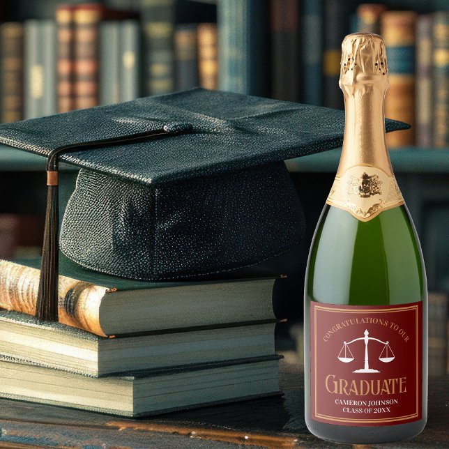 Maroon Gold Law School Graduation Party Sparkling Wine Label (Creator Uploaded)