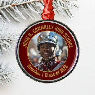 Maroon Gold Marching Band Photo Christmas Metal Tree Decoration