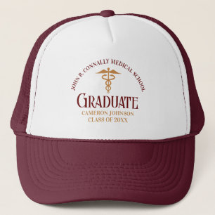 Maroon Gold Medical School Graduate Customisable Trucker Hat