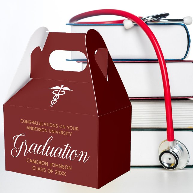 Maroon Gold Medical School Graduation Party Favour Box (Creator Uploaded)