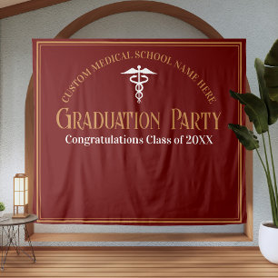 Maroon Gold Medical School Graduation Photo Booth Tapestry
