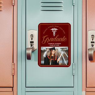 Maroon Gold Medical School Photo Graduation Magnet