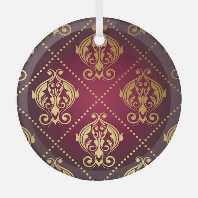Maroon Gold Ornament Vintage Wallpaper (Front)