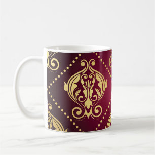 Maroon Gold Ornament Vintage Wallpaper Coffee Mug