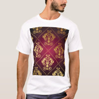 Maroon Gold Ornament Vintage Wallpaper