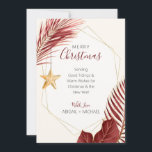 Maroon & Gold Palm Tree Tropical Beach Christmas Holiday Card<br><div class="desc">Nautical Boutique Co.'s maroon and gold Christmas holiday card features watercolor burgundy and gold tropical greenery and is accented with a pretty watercolor starfish. The text is whimsical hand-lettering paired with modern block typography. The wine, gold, and creamy ivory are reminiscent of tropical beach holidays. Easily customise all text, including...</div>