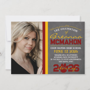 Maroon & Gold Paw Print Graduation Announcement