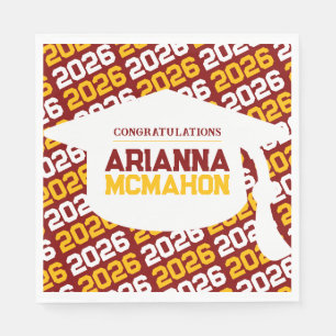 Maroon & Gold Personalised Graduation Cap Paper Napkin