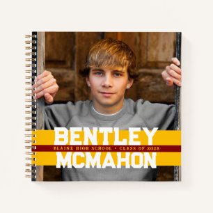 Maroon & Gold Photo Graduation Guestbook Notebook