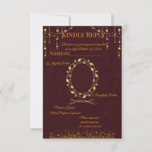 Maroon Gold RSVP Card