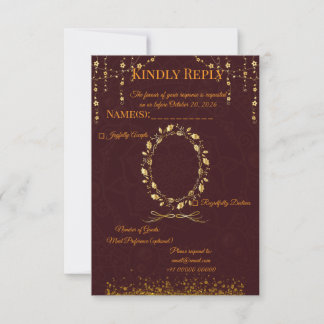 Maroon Gold RSVP Card
