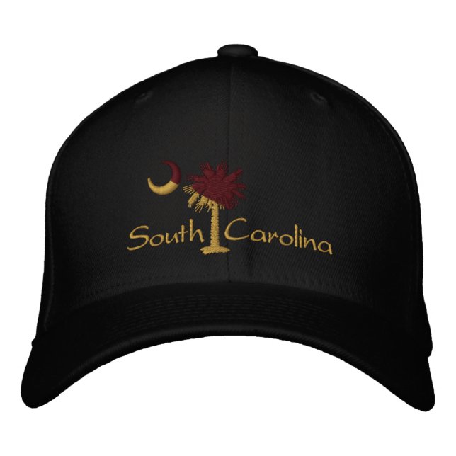 Maroon/Gold SC Dark Palmetto Moon Embroidered Hat (Front)