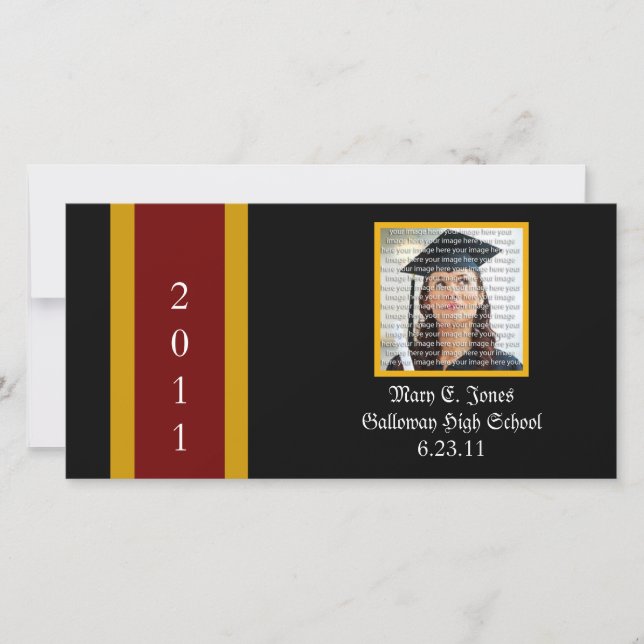 Maroon & Gold School Graduation Photo Cards (Front)